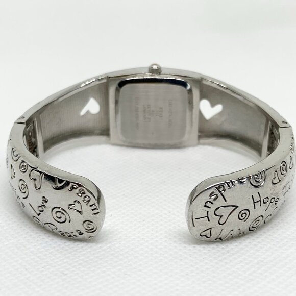 Women’s silver tone quartz watch hearts dial 24mm inspire hope love running - Picture 4 of 7